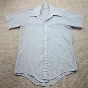 VTG Westvale Permanent Press Shirt Mens L 15.5 Short Sleeve Light Blue 70s Disco - Picture 1 of 11