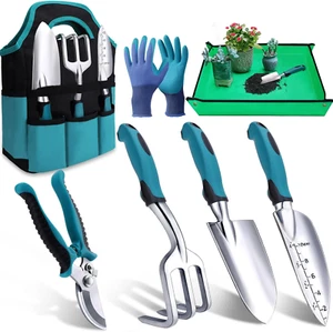 Gartengeräte 7-teilig, Gartenhandgeräte, Gartengeräte Set mit Rostschutz, - Bild 1 von 12