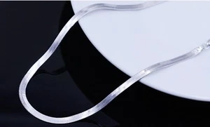 Men Women Silver Plated Bib Choker Pendant Necklace 4mm Snake Bone Chain S1 - Picture 1 of 6