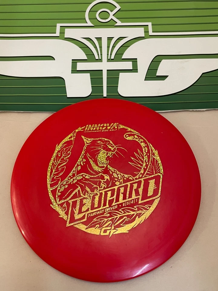 FLY GREEN DISC GOLF: INNOVA GSTAR LEOPARD STRAIGHT FAIRWAY DRIVER 167-169G RED - Image 1 of 1
