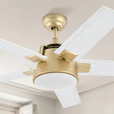 52 Inch Modern Ceiling Fan w/ LED Light & Wall Switch Remote Dimmable Color Fan - Image 1 of 4