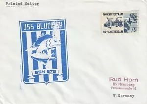 USA paquebot cover sent from US Navy USS Bluefish SSN675 Board - Picture 1 of 2