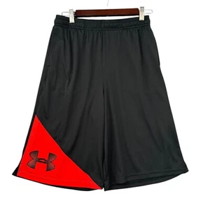 Under Armour Heat Gear Black Red Logo Elastic Waistband Athletic Shorts Boys XL - Picture 1 of 8