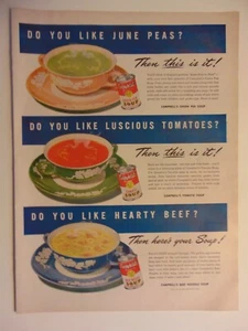 1946 CAMPBELL'S SOUPS 3-GOOD ONES! vintage art print ad - Picture 1 of 1