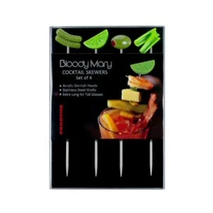Prodyne Green Garnish Head Stainless Bloody Mary Cocktail Skewers - Set of 4 - Picture 1 of 3