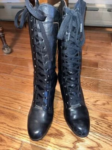 Paar 20er Jahre High Top Damen Leder Schuhe - Bild 1 von 10