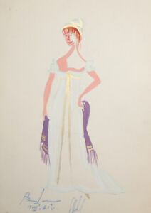1965 theatre costume design project gouache painting  
