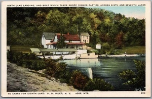 Postcard Inlet New York Sixth Lake Landing Boat to Seventh Lakes to Eighth - Bild 1 von 2