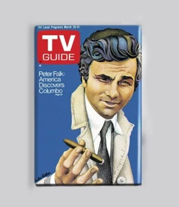 COLUMBO DRAWING / TV GUIDE - 2"x3" POSTER MAGNET magazine vintage retro Falk - Picture 1 of 4