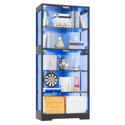 5-слойный шкаф-витрина со стеклянными дверями, современный витринный шкаф с цветом RGB... - Изображение 1 из 4