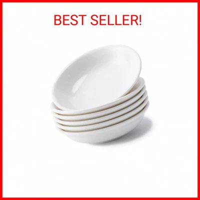 EISINLY 6 Pack Dip Bowls, 3 OZ Ceramic Soy Sauce Dish, White Dipping Sauce Bowls Small D
