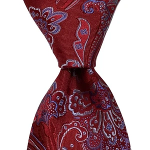 COUNTESS MARA Men's 100% Silk Slim Necktie Designer PAISLEY/FLORAL Red/Blue EUC - Picture 1 of 3