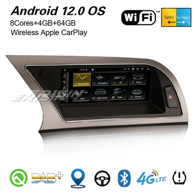 8,8" IPS 4+64GB 8-Kern Android 14 Autoradio DAB+ CarPlay BT 5.0 Navi Für Audi A4 - Bild 1 von 4