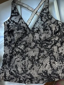 Armani Collezioni Italy Damen Schwarz Nude Gefüttert Pailletten Tank Top Zip Gr. 2 Neu - Bild 1 von 14