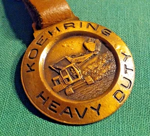 Vintage KOEHRING HEAVY DUTY Equip Watch Fob w/ Leather Strap Anderson Omaha NE - Bild 1 von 5