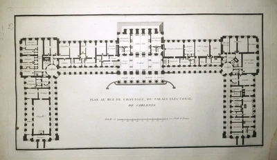 Radierung, Schloß Koblenz, P.M. d´Ixnard/ C.R. Poulleau, 1791, Grundriß - Bild 1 von 4