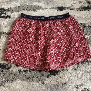 Vintage Structure Men's SILK BOXER SHORTS Sz MEDIUM 32-34 Hearts Red Hot NWOT - Picture 1 of 8
