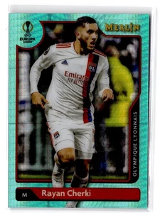 2021-22 Merlin Chrome UEFA Champions Rayan Cherki RC #59 Aqua Prism Refractor - Picture 1 of 2