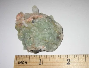 1,9" NATÜRLICHER RAUER GRÜNER CHALCEDON MIT STILBIT KRISTALL CLUSTER INDIEN ~ 29,3g - Bild 1 von 5