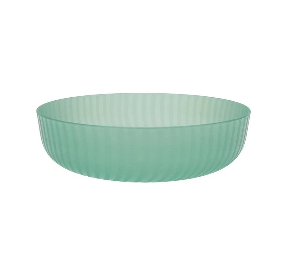 Set of 4 | MAINSTAYS Plastic 42oz Dinner Bowls, Round Swirl Translucent • Green - Image 1 of 4