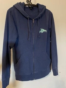 Patagonia Women’s Small Hoodie Jacket Organic Cotton Flying Fish Blue Full Zip - Picture 1 of 7
