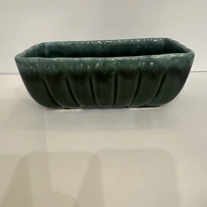 Vintage Hull Planter Green With Black F42  Ribbed Flutted 8.5” X 5” - Picture 1 of 3