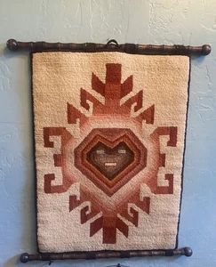 Vintage Pearl K. McGown Guild Hooked Rug Exhibit Piece Geometric Wall Art 18x21” - Picture 1 of 12