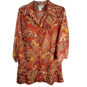 COLDWATER CREEK Fall Colors Top & Camisole Matching Set Long Sleeve Paisley - Picture 1 of 12