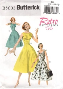 VESTIDOS Retro '56 Misses 14-20 Vintage Butterick 5603 Patrón de Costura SIN CORTAR ©2011 - Imagen 1 de 5