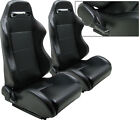 NEW 1 PAIR BLACK PVC LEATHER CAR ADJUSTABLE RACING SEATS FOR HONDA