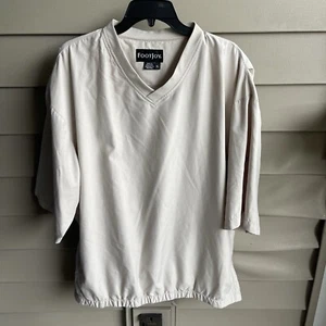 Footjoy Herren XL Halbarm Pullover Jacke Windbreaker V-Ausschnitt Beige Golf Sport - Bild 1 von 9