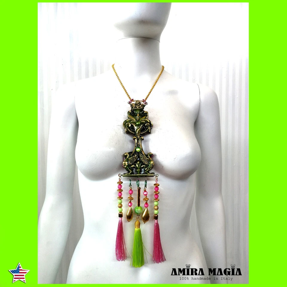 Mujer Joyería Amuleto Collar Colgante Largo Real Egipcio Esfinge Perlas Borlas Foto 1 de 4