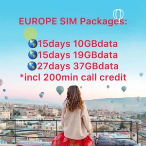 EUROPE 🇪🇺Travel SIM Card 3G/4G Packages - Picture 1 of 11