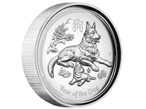 1 $ Dollar Lunar II Dog - Hund High Relief Australien 1 oz Silber PP 2018 - Bild 1 von 3