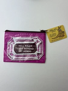 Pink Q Coin Pouch Purse Recycled Eco Friendly Retro Travel Wallet Small Zip Bag - Picture 1 of 2