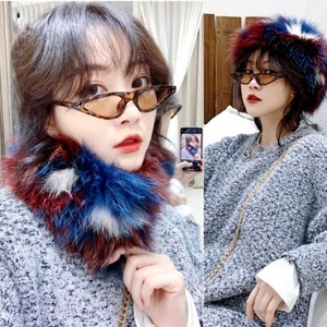 Sciarpa donna pelliccia fascia vera pelliccia di volpe maglia fazzoletto da collo morbido collo PELLICCIA - Foto 1 di 25