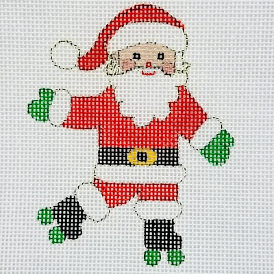 JINICE Roller Skating Santa Claus Christmas Handpainted Needlepoint Canvas 14ct - Image 1 of 4