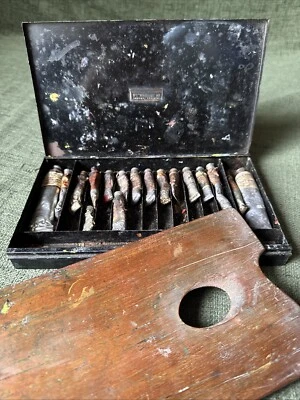 Antique Winsor and Newton Oil Paint Tin Kensington No1 Tubes Palette 1920’s O412 - Image 1 of 4