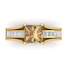 3.40ct Princess Simulated Champagne Promise Ring Sliding set 14k Yellow Gold