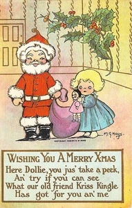 M. G. Hays Signed Christmas Santa Claus Doll Girl Poem Postcard - Picture 1 of 2