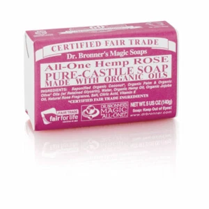 Dr. Bronner Rose  Bar Soap (140 g) Organic Pure Castile Soap Bar 5oz - Picture 1 of 1