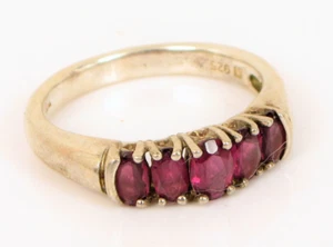 VINTAGE BEAUTIFUL STERLING SILVER FINE FASHION RING SIZE 9 PINK RED STONE BAND ! - Picture 1 of 1