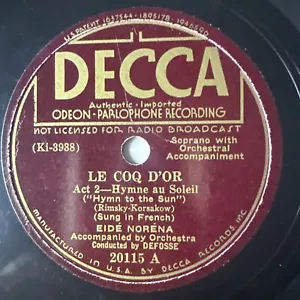 10" 78 RPM-Eide Norena-Le Coq D'or/William Tell/Decca 20115 - Picture 1 of 4