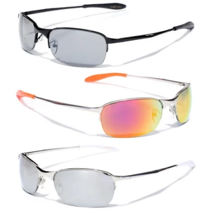 X-Loop Black Silver Gray Metal Frame Sport Sunglasses Neutral and Mirror Lens