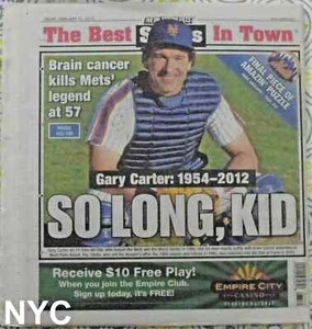 Gary Carter Dead Tribute New York Post 2/17/2012 👍 - Picture 1 of 1