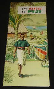 Folleto de viaje plegable de QANTAS AIRWAYS A FIJI 1964 de la década de 1960 - Imagen 1 de 6