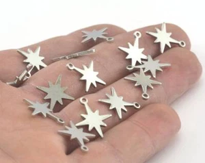 10 dijes en tono plateado estrella del norte de cobre de 17 mm, hallazgos 2954-56 - Imagen 1 de 2
