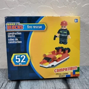 Make It Blocks Fire Rescue Mini Figure Boat Set 52pc New Sealed Construction - Picture 1 of 8