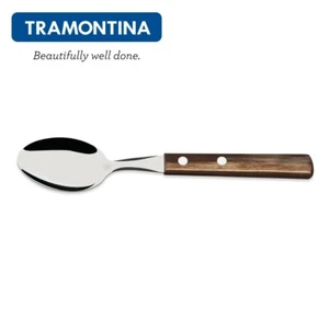 TRAMONTINA Stainless Steel Spoon Cutlery 3-6-12 Pc.Table Spoons Set Brown Wood - Picture 1 of 15