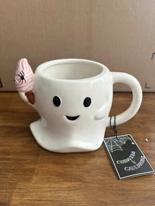 Large Halloween Coffee Mug Cobwebs And Cauldrons 20oz New - Picture 1 of 4